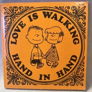 PEANUTS 1971 Love is Walking Hand in Hand BOOK PINK PAGES Charles Shultz LK NEW